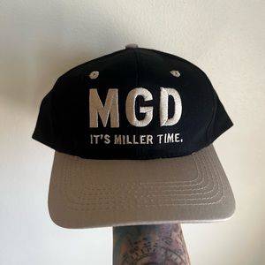 MGD It's Miller Time Snapback Black and Beige Cap Hat